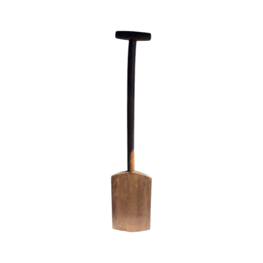 19th-Century English Wooden Spade in One-Piece Birch with Wax Finish