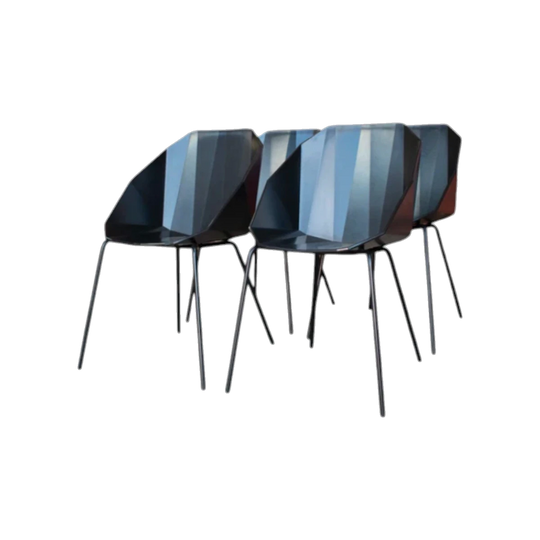 Rocher Chairs with Black Lacquered Steel Base by Hertel & Klarhoefer for Ligne Roset – Set of 4