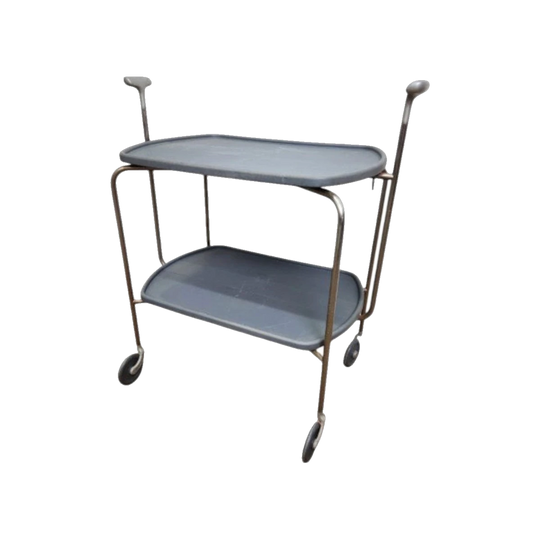 Magis Transit Folding Trolley by David Mellor, Made in Italy – Chrome-Plated Frame, Grey Polypropylene Shelves