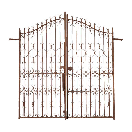 Impressive solid wrought iron chateau gates from Provence with all original hardware