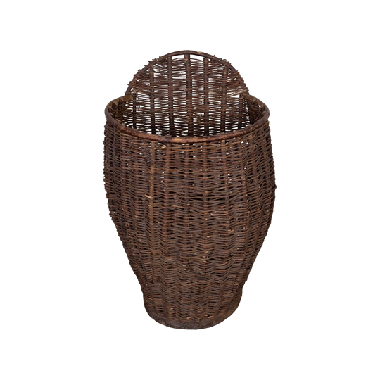 Antique French hand woven wicker winemakers grape picking basket from Provence