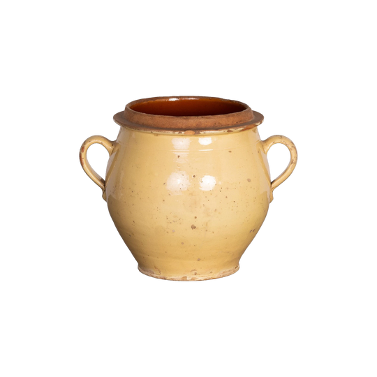 Antique French Yellow Glazed Confit Pot from Provence