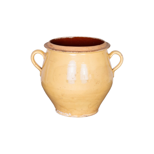 Antique French Yellow Glazed Confit Pot from Provence