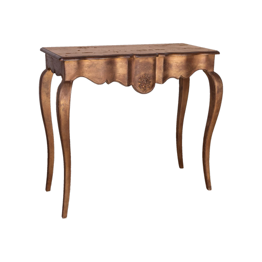 Lovely antique French Louis XVI style hall consult able with gold patina from Provence