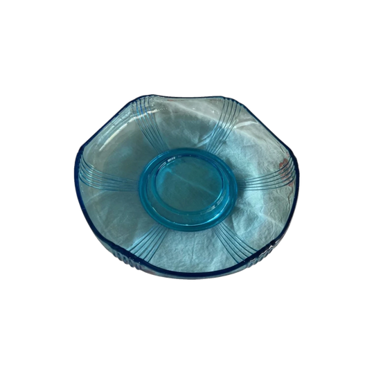 Josef Inwald Art Deco Turquoise Float Bowl, Czechoslovakia, 30 cm
