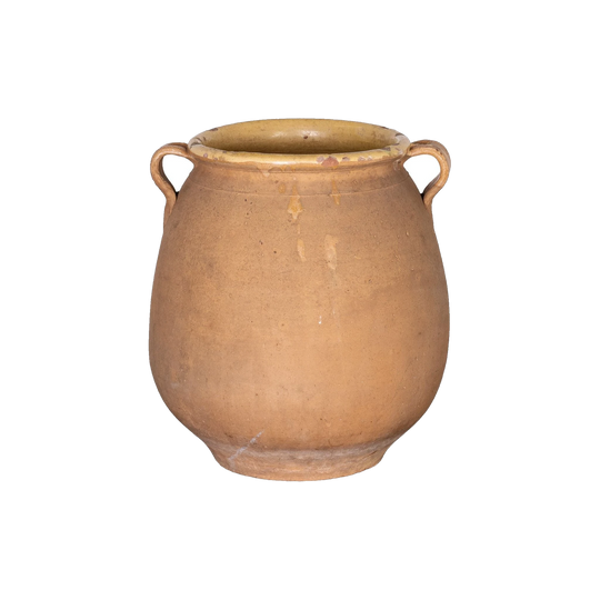 Beautiful antique French yellow glazed Biot pot from Provence