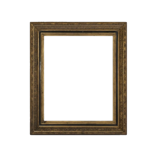 Impressive Antique French 19th Century giltwood frame, its richly carved deep moulding with dark gilded patina gives it a regal, museum quality presence