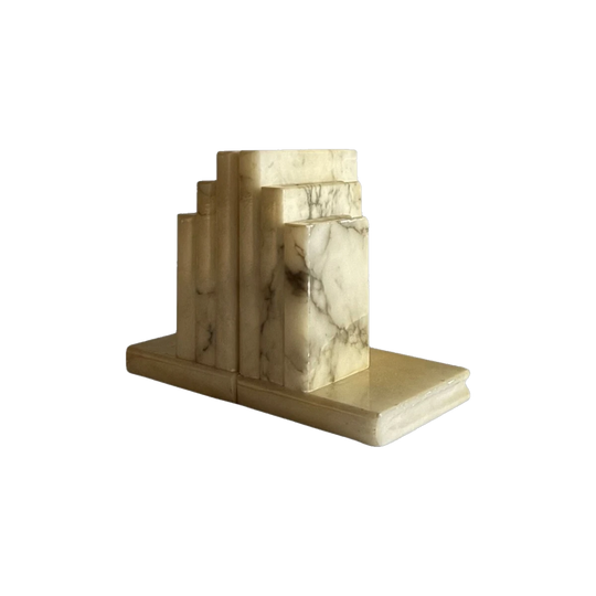 A Pair of Italian Carved Alabaster ‘Stacked Book’ Bookends Italy, circa 1960–1975
