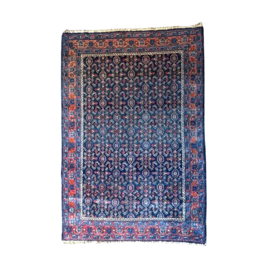 Vintage Persian Rug – Senneh/Bijar Style, Indigo Boteh Pattern, 160 x 110 cm