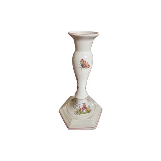 Spode Pearl River Williamsburg Collection Tall Candlestick, Chinoiserie Ceramic, Made in England (2001–2004)