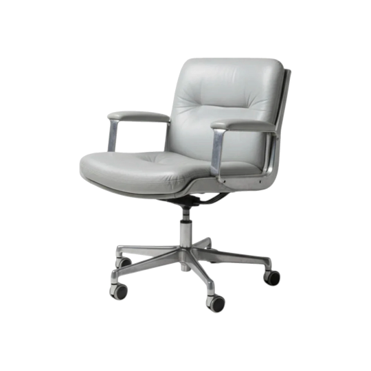 Osvaldo Borsani for Tecno P128 Office Chair, Late 1960s–Early 1970s, Light Grey Italian Leather