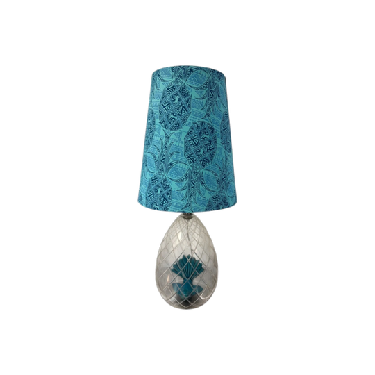 Cut Glass Table Lamp with Ceramic Fantail and Handmade 'Pineapple' Shade