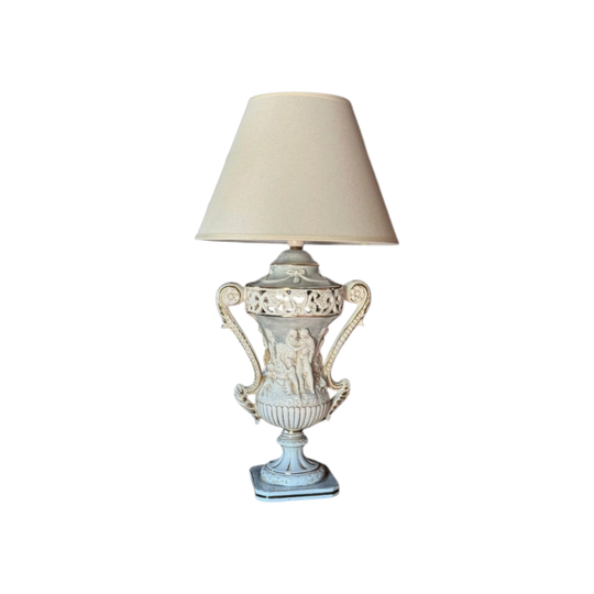 Vintage Capodimonte Porcelain Urn Table Lamp, Italy