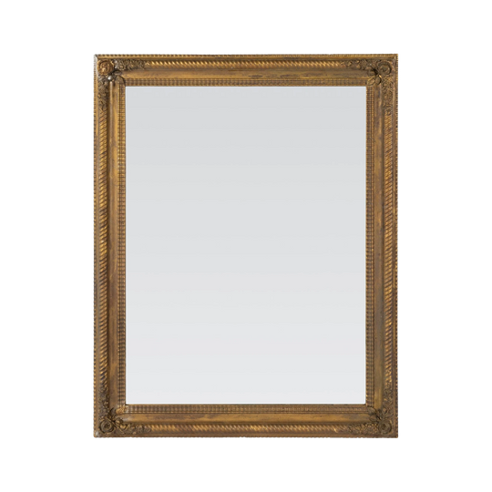 Stunning large Antique French 19th Century mirror with elegant frame with floral decals in the corners and a twisted rope border characteristic of the Louis Philippe or Napoleon III periods.