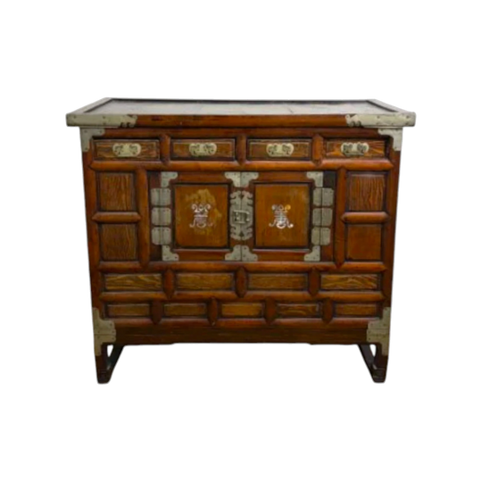 Vintage Korean Timber Cabinet with Mother-of-Pearl (MOP) Inlay to Doors