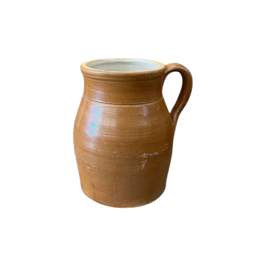 Antique French Stoneware Pitchers, Natural Glaze and Weathered Patina, 18–20 cm H