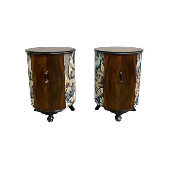 Pair of Bespoke Handcrafted Art Deco-Style Bedside Tables