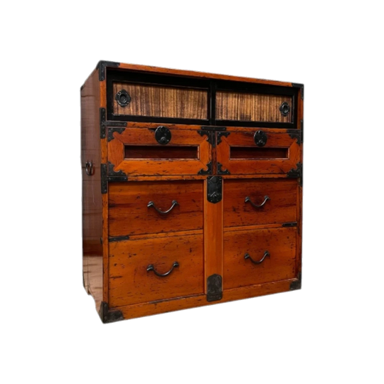 Meiji Period Japanese Storage Cabinet, Hinoki Cypress with Shunkei Lacquer, Takayama Gifu, c.1900