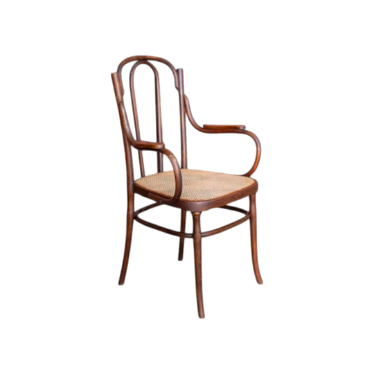 J. & J. Kohn Bentwood Dining / Lounge Armchair, Early 20th Century, Wsetin Austria, Cane Seat