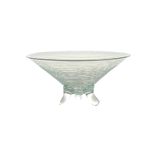MARK THIELE (B. 1970) Australian Art Glass 'Mezza Filigrana' Spiral Tripod Centre Bowl, Circa 2005
