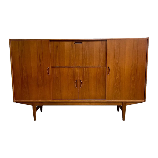 Mid-Century Danish Teak Sideboard with Central Cocktail Cabinet, 1970s