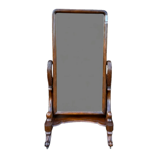 19th-Century Victorian Mahogany Cheval Mirror