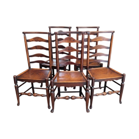A matching set of Six 18th century Elm & Ash country chairs