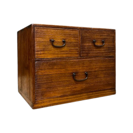 Japanese Three-Drawer Chest in Kiri (Paulownia), Taisho Period, c. 1920