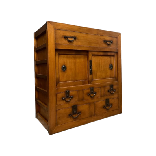 Antique Meiji c.1880 Japanese Choba Dansu (Merchant’s Chest) – Hinoki Cypress & Sugi Cedar