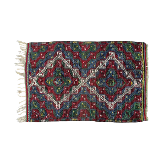 Anatolian Turkish Cicim Kilim Rug – Hand-Woven Wool, Multicolour