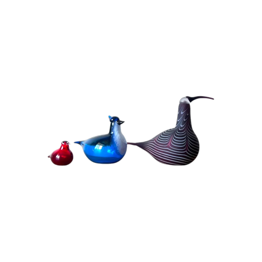 Set of three Iittala Toikka Birds by Oiva Toikka, Finland, Rare Hand Blown Glass