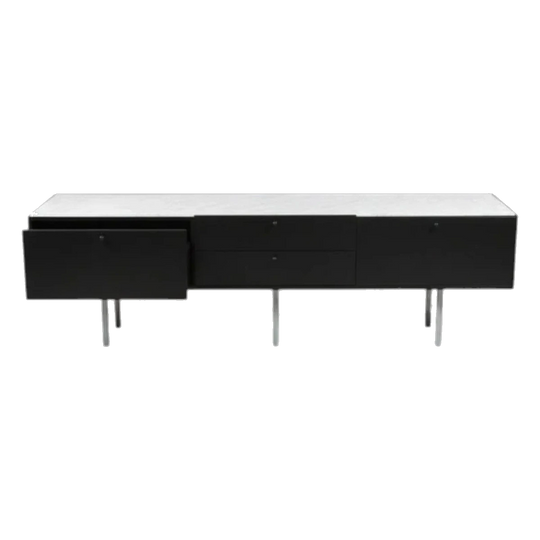 Piero Lissoni for Cassina "Flat" Series Credenza with Recessed White Marble Top, c. Early 2000s