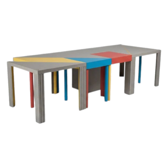 Massimo Morozzi ‘Tangram’ Modular Dining Table System for Cassina — 9-Piece Multi-Colour Timber Set, Italy, Early 1980s