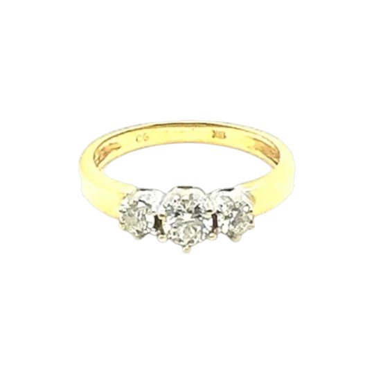 18ct Yellow Gold Diamond Trilogy Ring