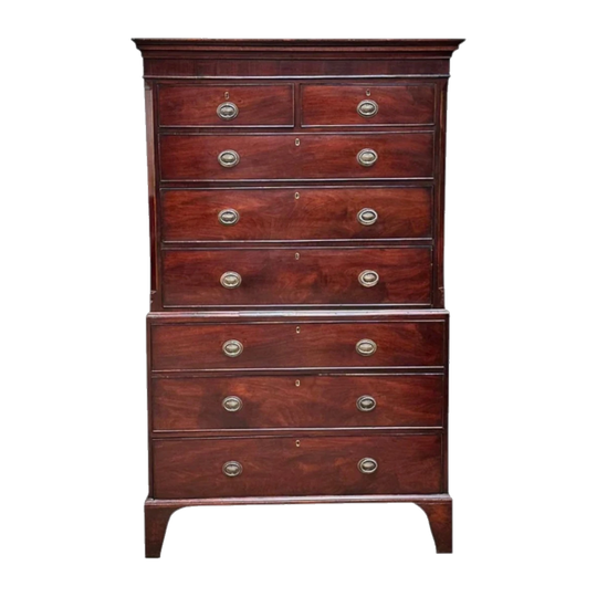 Georgian Mahogany Chest-on-Chest, Eight Drawers, c.1830