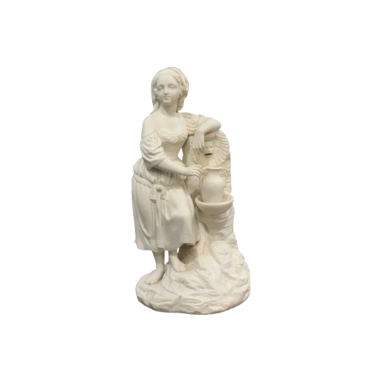 English Parian Porcelain Figure of a Woman with Urn at a Water Well