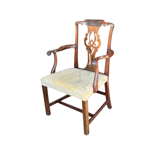 Georgian mahogany carver armchair, carved & pierced, c. 1785