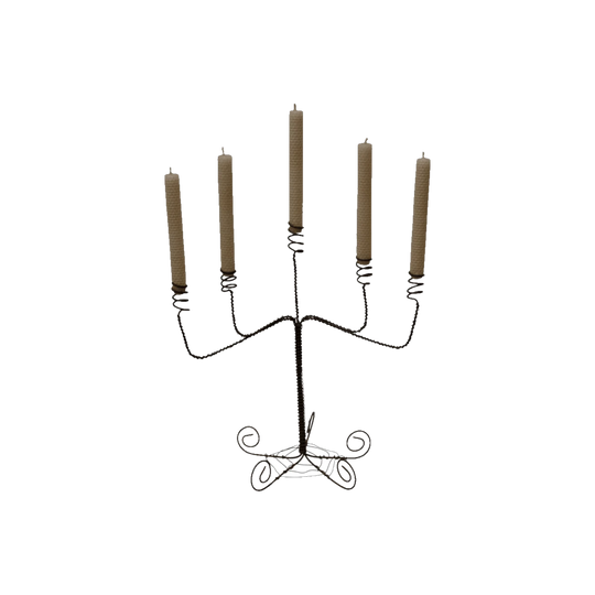 Wrought Iron Candelabra with Twisted Stem and Spiral Feet