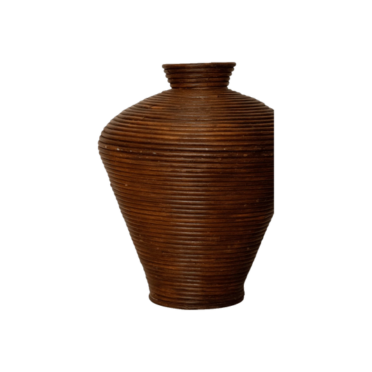 Large Pencil Reed Woven Urn Vase in the Style of Gabrielle Crespi