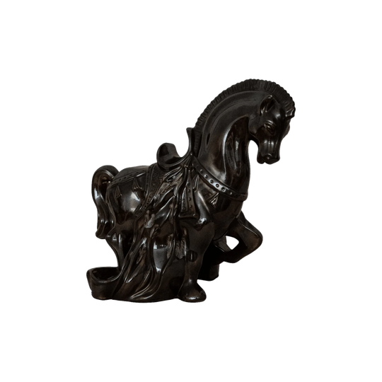 Vintage Brown Ceramic Horse with Drip Details
