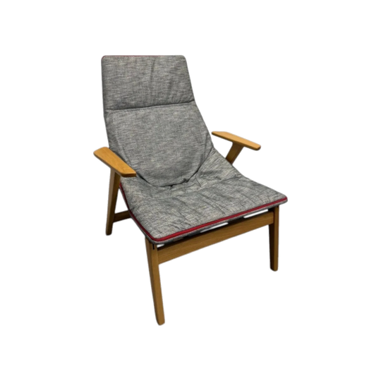 Viccarbe Ace Lounge Chair – Oak Frame with Grey Upholstered Seat | Ex-Showroom