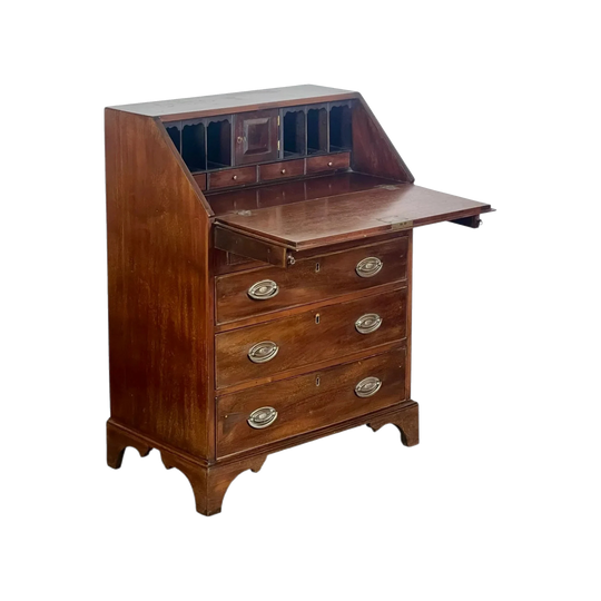 English Georgian (George III) Mahogany Drop-Front Bureau / Writing Desk, Late 1700s, Compact Size