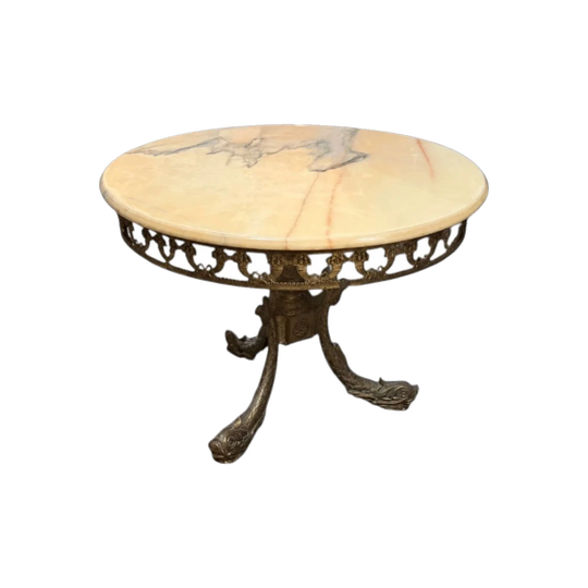 Marble-Top Brass Coffee Table