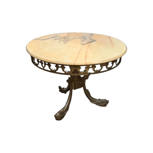 Marble-Top Brass Coffee Table