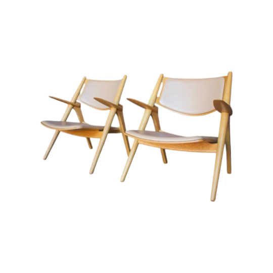 Pair of Carl Hansen & Søn CH28 Armchairs by Hans J. Wegner – Tan Upholstery