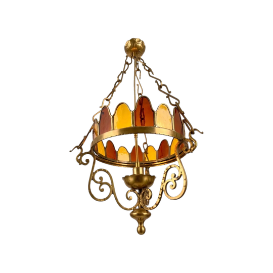 Art Nouveau Jugendstil Brass Chandelier