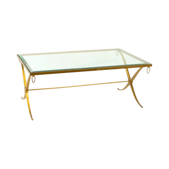 Gold and glass coffee table from New York designer Barbara Barry