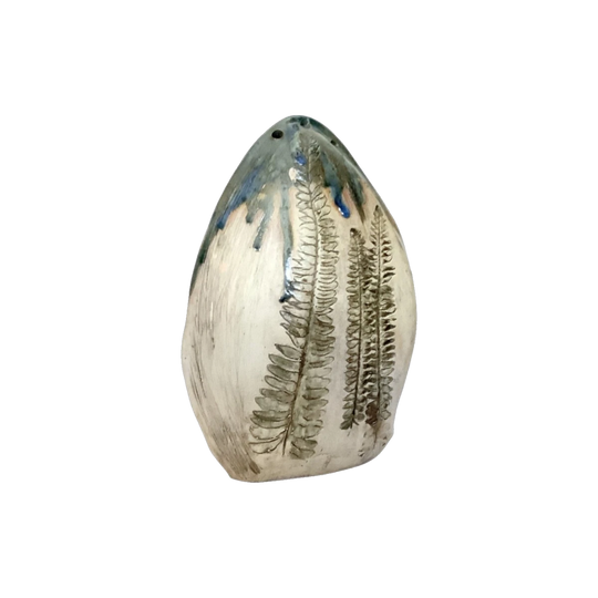Ceramic Pottery Vase with Fern Imprint, 26 cm