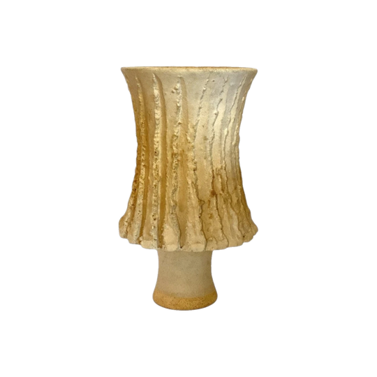 Japanese Pottery Ikebana Vase with Pedestal Base