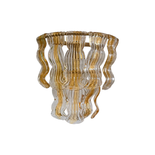 Mid-Century Amber Murano Wave Sconce